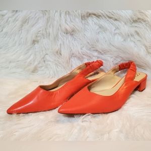 Sole Society coral leather slingback mules